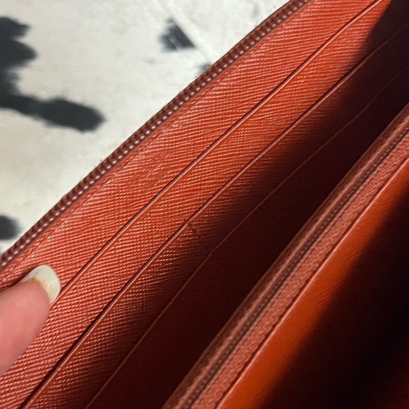 PRADA Orange Leather Zip Around Wallet Clutch - Picture 9 of 16